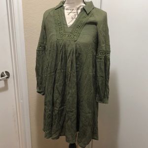 Olive Green Mini Tunic Dress- Long Sleeve 🆕